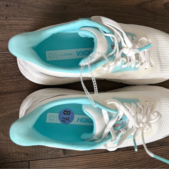 Hoka Women's White and Teal Athletic Shoes - Picture 8 of 8